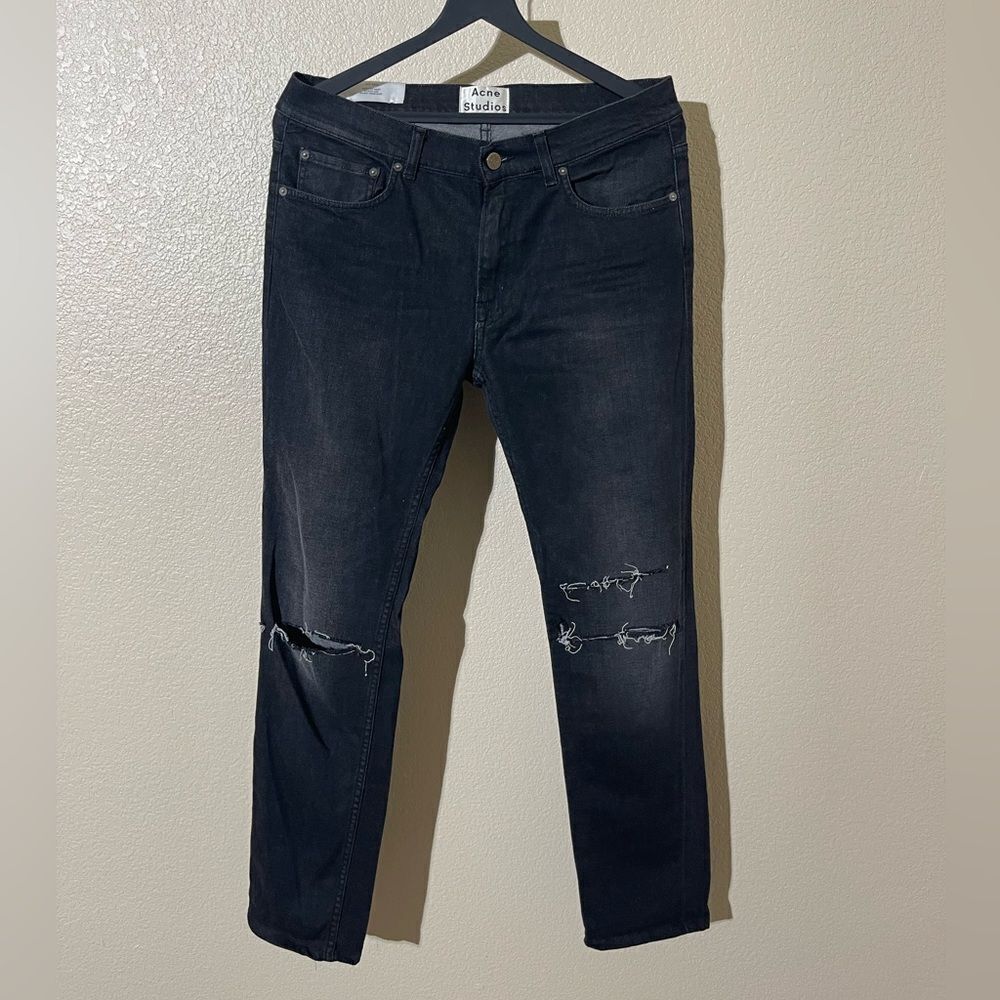 Acne Black Ripped Skinny Jeans